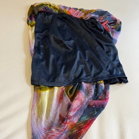 Dirty Ballerina v-neck maxi dress gemstone print red, pink, blue M - Picture 15 of 15